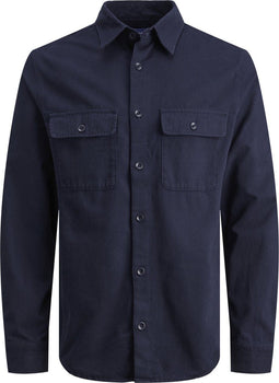JACK&JONES PLUS JORDARREN CPO SHIRT LS PS - Heren Overhemd - Lange mouw - Donker blauw