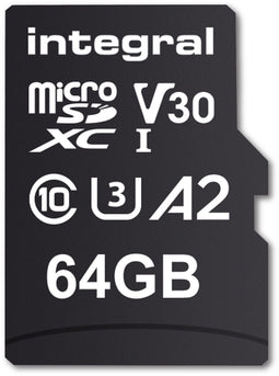 Integral - Premium Micro SDXC V30 UHS-I U3 - 64GB 100MB/s read 70MB/s write (incl. SD-adapter)