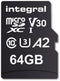 Integral - Premium Micro SDXC V30 UHS-I U3 - 64GB 100MB/s read 70MB/s write (incl. SD-adapter)