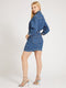 Guess Eliza Mini Jeans Jurk - Overhemdkraag - Cargo zakken - Blauw - Maat XS
