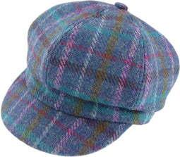 Dames Cap Paars Geruit - one size - Harris Tweed - Glen Appin of Scotland