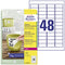 Avery-Zweckform L4778REV-8 Etiketten 45.7 x 21.2 mm Polyester folie Wit 384 stuk(s) Weer verwijderbaar Adresetiketten,