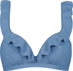 Beachlife Infinity - Ruffle bikinitop - Voorgevormde cups met beugel - Blauw