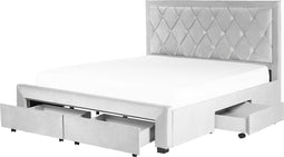 LIEVIN - Bed met opbergruimte - Lichtgrijs - 180 x 200 cm - Fluweel
