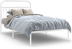 vidaXL - Bedframe - met - hoofdbord - metaal - wit - 107x203 - cm