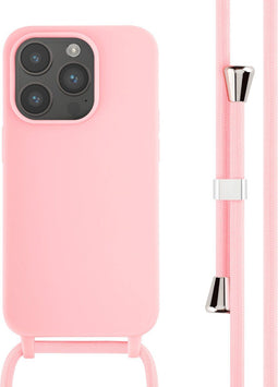 iMoshion Hoesje Geschikt voor iPhone 14 Pro Hoesje Met Koord - iMoshion Siliconen hoesje met koord - Roze