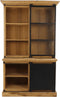 Vitrinekast - 125x48x210 - Naturel/zwart - Mangohout/ijzer