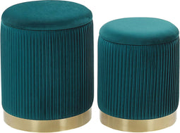 MIRAMAR - Poef - Blauwgroen - Fluweel