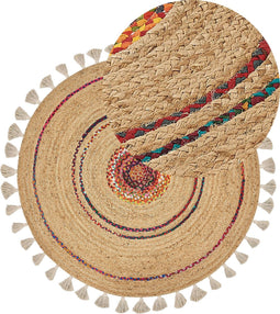 OBAKOY - Laagpolig vloerkleed - Beige - ø 140 cm - Jute