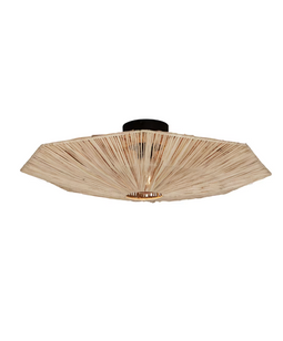 Good & Mojo - Plafondlamp Panama - Ø65 x 20 cm - Raffia - Kleur Naturel - Duurzaam Design - E27