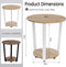Woltu ronde salontafel - 50x50x53 cm - 2 legplanken - licht eiken