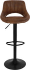 Alora Barkruk Industrial Donkerbruin - Barkrukken set van 2 - Barstoel Kruk - Barstoelen met rugleuning - Keukenstoel