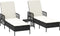 vidaXL - Ligbedden - 2 - stuks - met - Kussens - en - Tafel - Zwart - Poly - Rattan