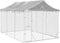 vidaXL - Hondenkennel - met - dak - 3x4,5x2,5 - m - gegalvaniseerd - staal - zilver