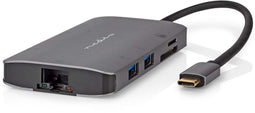 Nedis CCBW64240AT02 - 7-in-1 USB 3.2 Gen 1 multi-docking adapter - 4K 60Hz HDMI en Gigabit Ethernet - Grijs