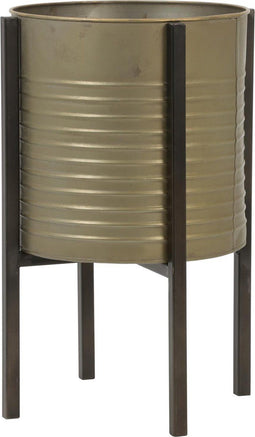 Light & Living Bloempot + standaard Caski - Tin Brons/Zwart - Ø28,5x43,5cm