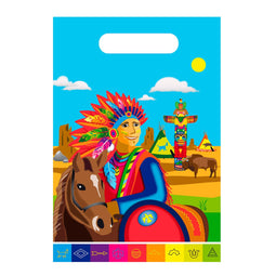 FOLAT BV - 8 kleurrijke Indiaanse feestzakjes - Decoratie > Feestzakjes