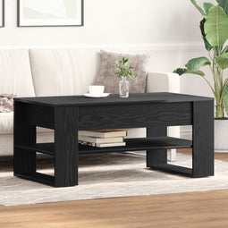 vidaXL - Salontafel - Zwart - Eiken - 102x55x45 - cm - Bewerkt - Hout