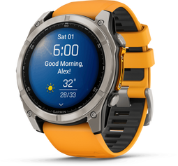 Garmin fenix 8 - Smartwatch - Titanium body Sapphire Glass 51mm - Grijs Oranje