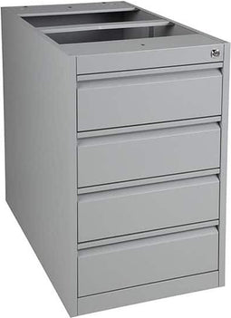 Praktische standcontainer 4 lades diep 60CM kleur Licht grijs (Ral 7035) topblad Ahorn