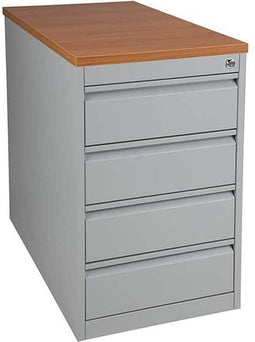 Praktische standcontainer 4 lades diep 80CM kleur Licht grijs (Ral 7035) topblad Havanna