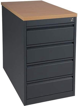 Praktische standcontainer 4 lades diep 80CM kleur Licht grijs (Ral 7035) topblad Beuken