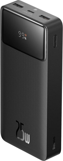 Baseus Bipow Powerbank 20000mAh 25W Quick Charge Dual usb-A en USB-C poort en kabel - Zwart
