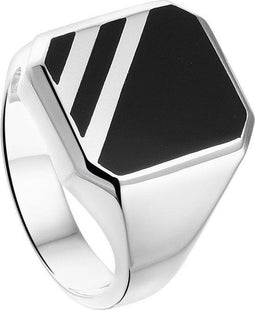 Zegelring Onyx - 925 Zilver - Breedte 16mm - Maat 19.00