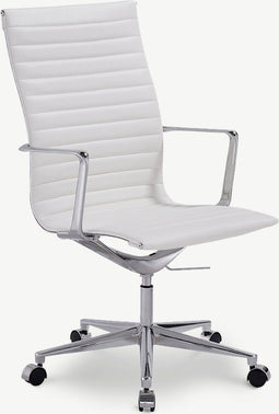 Furnicher Akira bureaustoel - Leren zitting - Chroom frame - In hoogte verstelbaar - Draaibaar - Wit