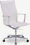 Furnicher Akira bureaustoel - Leren zitting - Chroom frame - In hoogte verstelbaar - Draaibaar - Wit