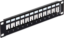 Premium 10'' Patch Panel voor 12 Keystone modules / zwart