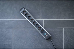 Premium-Alu-Line stekkerdoos met schakelaar 8-voudig 3m H05VV-F 3G1,5