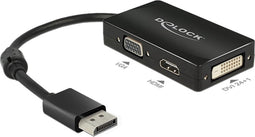 Premium DisplayPort 1.1a naar HDMI, DVI en VGA adapter / zwart - 0,15 meter