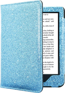 Premium Hoesje Geschikt voor Kobo Nia Sleepcover Hoes - Cover Blauw Sparkle - ereader hoesje - cover