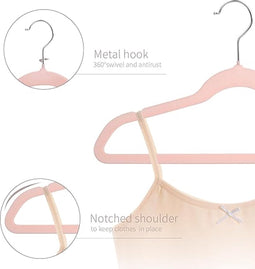 Premium Kids Fluwelen Lichtroze Kleerhangers - 32 Stuks - Antislip - met 360° Draaibare Haak