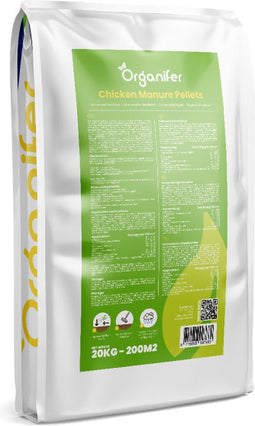 Premium Kippenmestkorrels (20kg, 200m2) - Kippenmest - Mest - Meststof - Meststoffen - Organische Meststof - Mestkorrels Tuin - NPK 4-3-3 - Rijk aan Kali en Fosfaat - Organifer