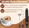 Premium Melkopschuimer Earkings - Melkschuimer Oplaadbaar met Meegeleverde USB Kabel - Inclusief 2 Opzetstukken - Melkopschuimer Elektrisch Zwart