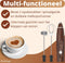 Premium Melkopschuimer Earkings - Melkschuimer Oplaadbaar met Meegeleverde USB Kabel - Inclusief 2 Opzetstukken - Melkopschuimer Elektrisch Houtkleurig