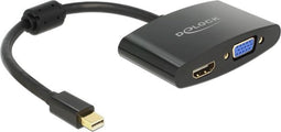 Premium Mini DisplayPort 1.1a naar HDMI en VGA adapter / zwart - 0,20 meter