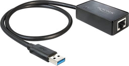 Premium USB-A naar RJ45 Gigabit Ethernet LAN adapter - USB3.0 - CAT6 / zwart - 0,50 meter