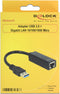 Premium USB-A naar RJ45 Gigabit Ethernet LAN adapter - USB3.0 - CAT6 / zwart - 0,10 meter