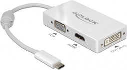 Premium USB-C naar HDMI, DVI en VGA adapter met DP Alt Mode / wit - 0,15 meter