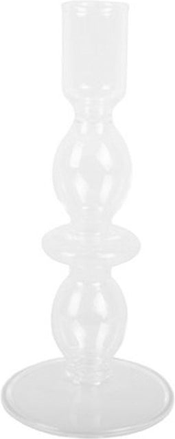 Present Time Candle Holder Glass Art Bubbles Medium Clear