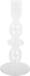 Present Time Candle Holder Glass Art Bubbles Medium Clear