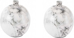 Present Time Candle Holder Marble Look Large White - Set van 2