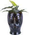 Present Time Plantenpot Mask - Glazuur Donker Bruin - 18,5x16x22,2cm
