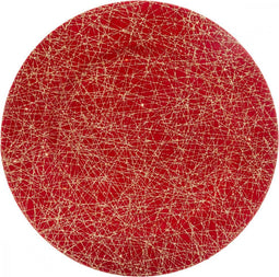 Presentatie bord rood/goud - Ronde onderzet borden Rood - goud met motief - 33 cm - 2 stuks