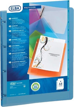 Presentatieringband Oxford Polyvision A4 4-rings O-mech 20mm blauw