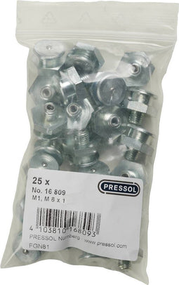 Pressol Vlaksmeernippel M1-KØ 16, M 8 x 1-VZ 25 stuk(s)