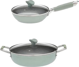 Primecook - Pannenset 'Anna' - braadpan Ø 28 cm - koekenpan Ø 24 cm incl. deksels - PFAS-vrij - inductie